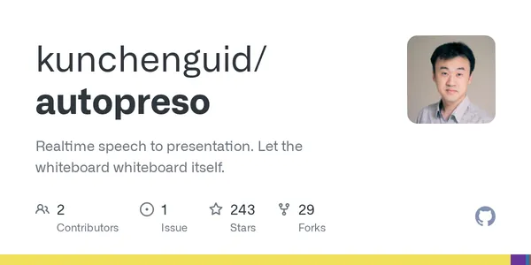 GitHub - kunchenguid/autopreso: Realtime speech to presentation. Let the whiteboard whiteboard itself.