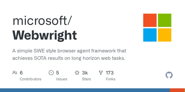 GitHub - microsoft/Webwright: A simple SWE style browser agent framework that achieves SOTA results on long horizon web tasks.