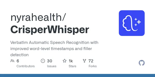 GitHub - nyrahealth/CrisperWhisper: Verbatim Automatic Speech Recognition with improved word-level timestamps and filler detection
